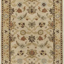 Hand-tufted Traditional Coliseum Vanilla Floral Border Wool Rug (9' x 12')