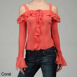Kaelyn Max Women's 'Cold Shoulder' Pleated Ruffle Top