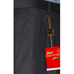 Mantoni Men's Charcoal Grey Wool Single-pleat Pants