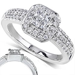 14k Gold 1/2ct TDW Diamond Princess Cut Halo Engagement Ring (H-I, I1-I2)