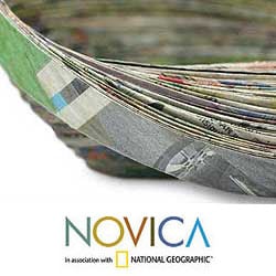 Recycled Paper 'Abstract News' Decorative Bowl (Guatemala)