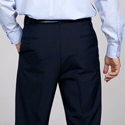Austin Reed Men's Navy Flat-front Washable Reflex Dress Pants