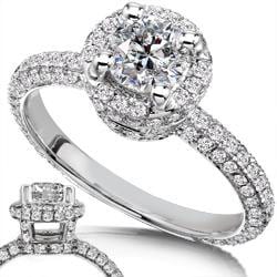 14k White Gold 1 1/2ct TDW Diamond Halo Engagement Ring