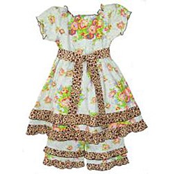 AnnLoren Girl's Ruffled Floral Dress and Capri Set