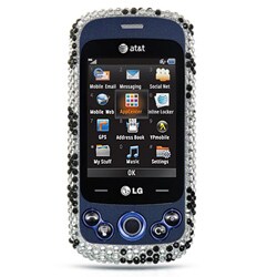 LG Neon II Black Flower Rhinestone Case