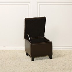 Tufted Patent Chocolate Brown Storage Ottoman