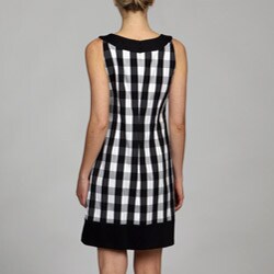 Maggy London Women's Plaid Rosette Sleeveless Shift Dress