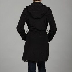Betsey Johnson Women's Black Belted Lace Raincoat