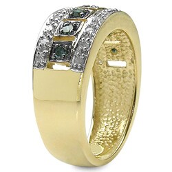 Malaika Sterling Silver 1/3ct TDW Blue and White Diamond Cocktail Ring