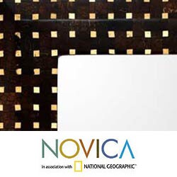 Handcrafted Coconut Shell 'Points of Light' Wall Mirror (Indonesia)