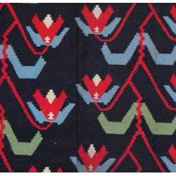Indo Hand-Woven Kilim Black and Green Wool Rug (7'2 x 10'10)