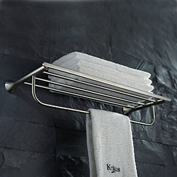 Kraus Amnis Bathroom Accessories - Bath Towel Rack with Towel Bar Brushed Nickel