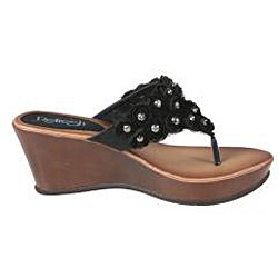 Refresh by Beston Women's 'Summer-03' Black Wedge Sandal