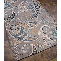 Hand-tufted Grey Paisley Wool Rug (5' x 8')