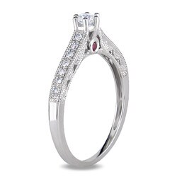 Miadora 14k Gold 1/4ct TDW Diamond and Pink Sapphire Engagement Ring (G-H, I1-I2)