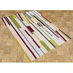 Metro Hand-made Cream New Zealand Blend Wool Area Rug (5' x 8')