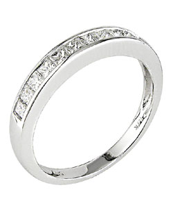 Miadora 14k White Gold 1/2ct TDW Princess Diamond Wedding Band