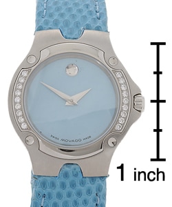 Movado Sports Edition Women's Blue Dial Leather Strap Diamond Watch