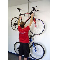 Q-Rak Black Chrome Dual Ceiling to Floor Bike Rack and Storage System