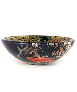 Fontaine Koi and Lily Pond Glass Vessel Bathroom Sink