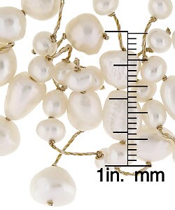 DaVonna White Cultured FW Pearl 7-inch Stretch Bracelet