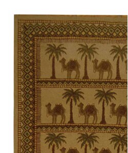 Hand-hooked Camel Ivory/ Camel Wool Rug (8'9 x 11'9)