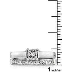 14k White Gold 1/2ct TDW Princess & Round Diamond Wedding Set