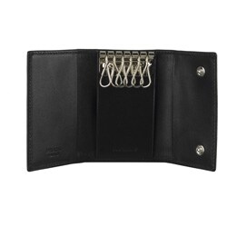 Prada Dark Brown Logo Jacquard Canvas Key Case