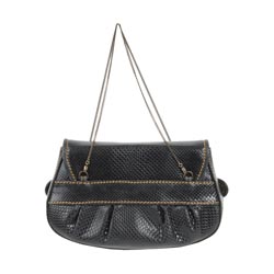 Fendi Mini Snakeskin Embossed Leather 'B' Handbag