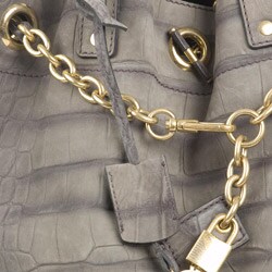 YSL 'Overseas' Grey Croc Embossed Nubuck Tote Bag