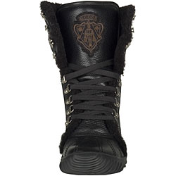 Gucci Men's Black Pebbled Leather Wool Trim Lace-up Boots