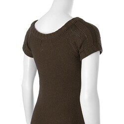 Love by Design Junior's Short-sleeve Cable Knit Dress