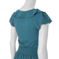 Belle du Jour Women's Ruffle Neck Tonal Stripe Shirt