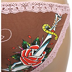 Ed Hardy Intimates Brown/ Sword Rose Bikini Panties