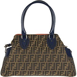 Fendi 'Du Jour' Tobacco/ Blue Studded Bag