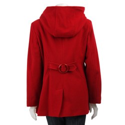 J Lo Women's Plus Size Hooded Wool Peacoat