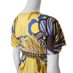 Funky People Women's Yellow V-neck Print Tunic Top