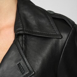 Izod Women's Plus Size New Zealand Lambskin Leather Belted Trench Coat