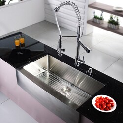 Kraus 36-inch Farmhouse Apron Single-bowl Stainless Steel Kitchen Sink