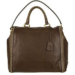 Prada Glace Calf Stud Briefcase
