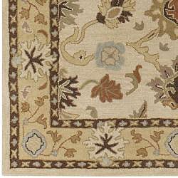 Hand-tufted Traditional Coliseum Vanilla Floral Border Wool Rug (9' x 12')