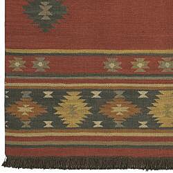 Hand-woven Red Southwestern Aztec Santa Fe Wool Rug (2'6 x 8')