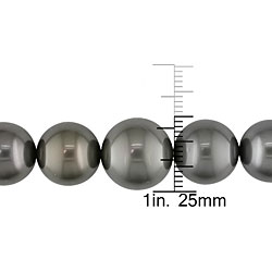 Miadora 14k Gold Black Tahitian Pearl/ Diamond Necklace (11-15 mm)