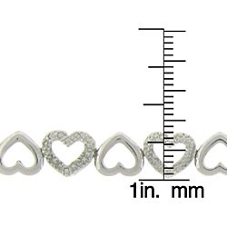 Sterling Silver 1/2ct TDW Diamond Open Heart Link Bracelet