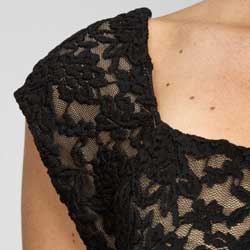 Connected Apparel Women's Black Lace Cap Sleeve Dress