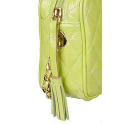 Made in Italy Cristian Patent Leather Lemon Quilted Shoulder Bag