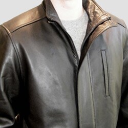 Izod Men's Big and Tall Black New Zealand Lamb Leather Car Coat