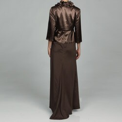 Ignite Evenings Women's Ruffle Collar Bolero Stretch Satin Evening Dress