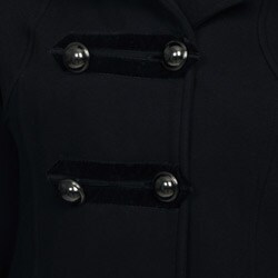 Sebby Collection Women's Black Fleece Military Pea Coat