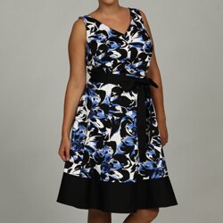 Jessica Howard Women's Plus Size Cotton Party Dress with Sweater